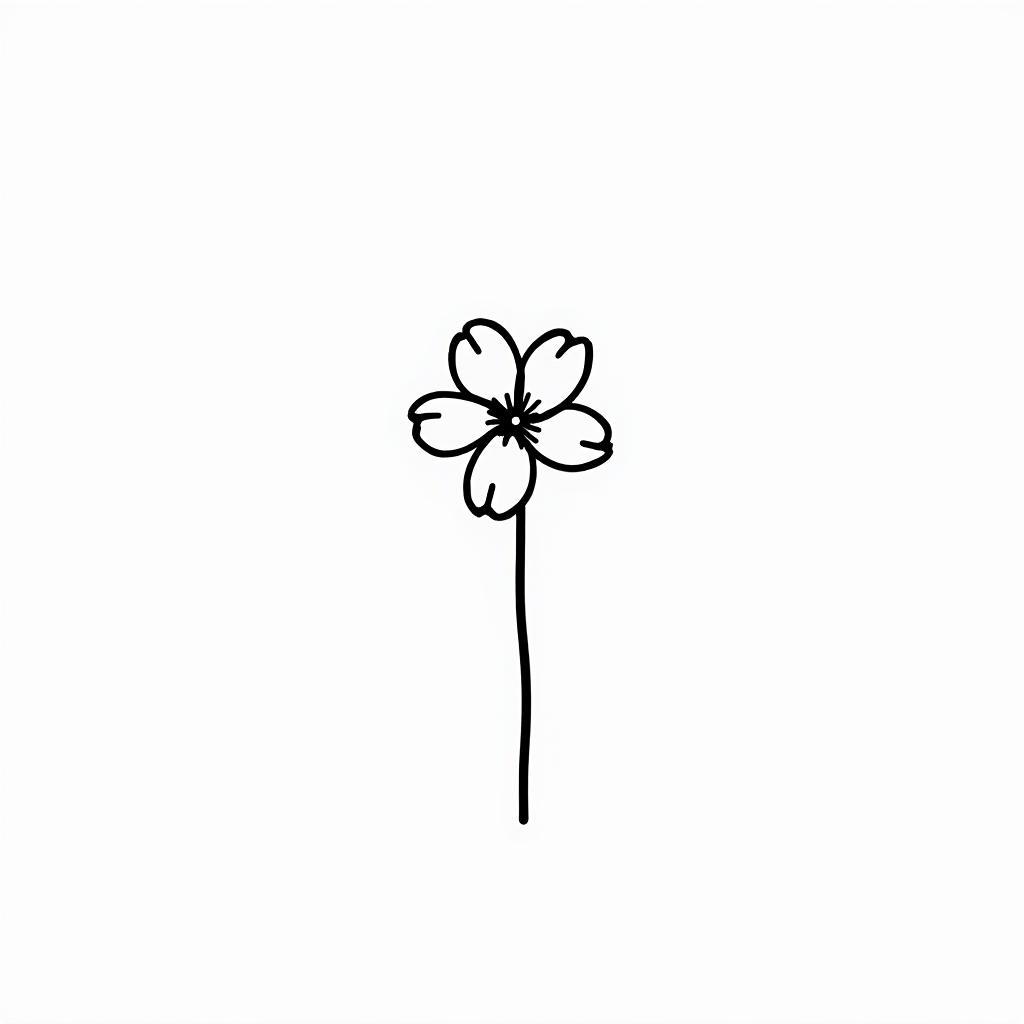 Hinh anh vector hoa 5 canh dang line art don gian, ve tay, mau den trang de ung dung thiet ke